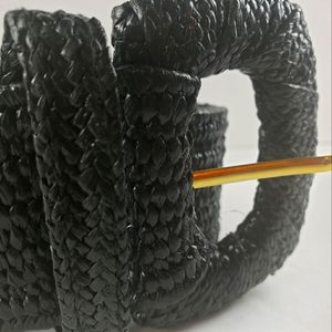 Black woven wide belt